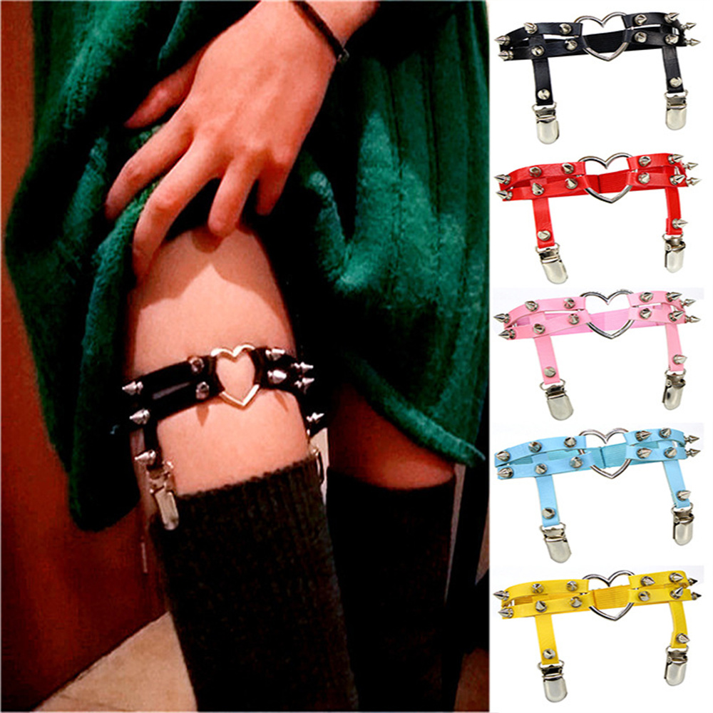 1Pcs Women Punk Goth Heart PU  - Garter Belt Set review and price