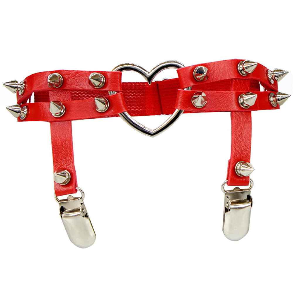 1Pcs Women Punk Goth Heart PU  - Garter Belt Set review and price