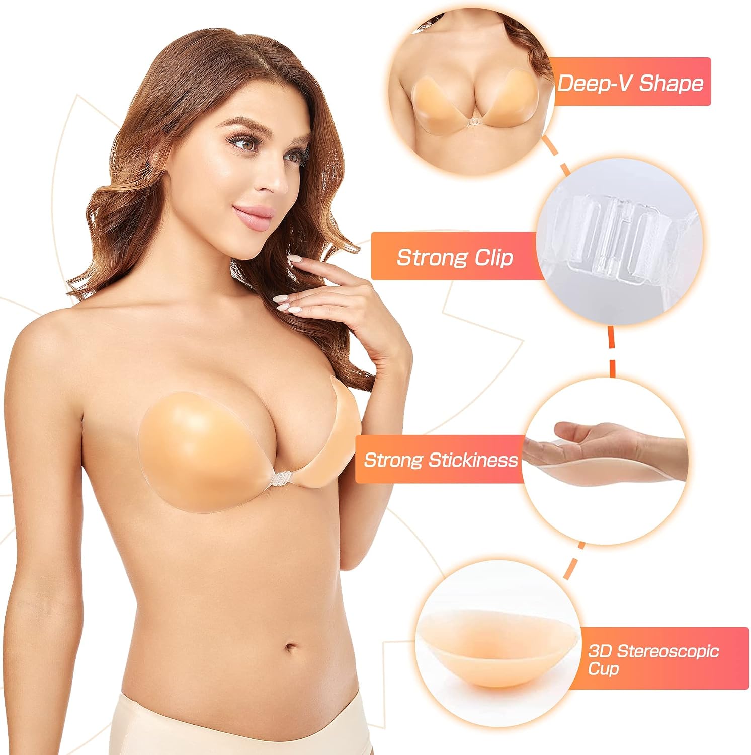 Push-Up Wire-Free Solid Silico - Silicone Bra Adhesive review and price