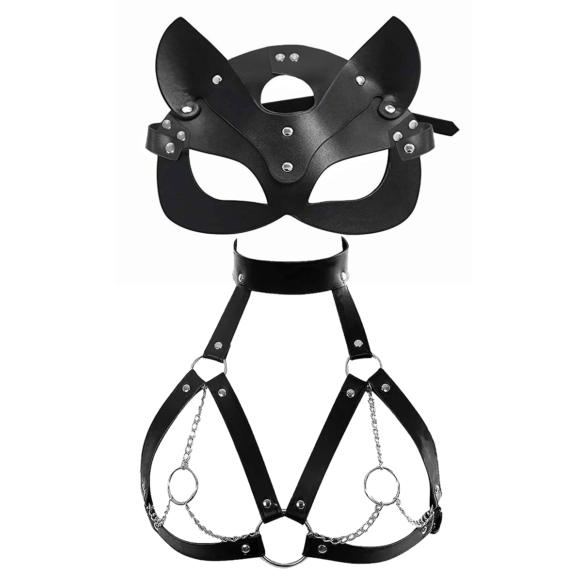 Women Sexy Mask Blindfold Cosp - Garter Belt Set review and price